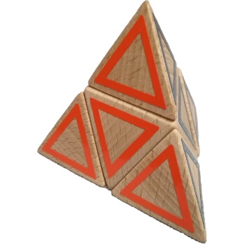Real 2x2x2 pyraminx made of beech wood.